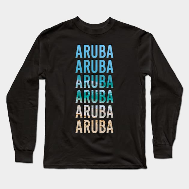 Aruba honeymoon trip for newlyweds gift for him. Perfect present for mother dad father friend him or her Long Sleeve T-Shirt by SerenityByAlex